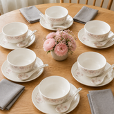 Lemon Tree LT Turin Soup Set 18 Pcs | Elegant Floral Soup & Serving Set