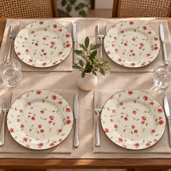 Devnow Floret Salad Plate | Elegant Floral Ceramic Plate with Gold Rim | Premium Tableware