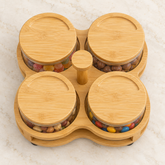ShineMax Revo Round Candy Jar Set of 4 with Wooden Tray