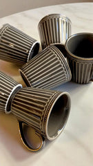 Vigneto Premium Ribbed 6 Cup Set | Elegant Fluted Tea & Coffee Cups