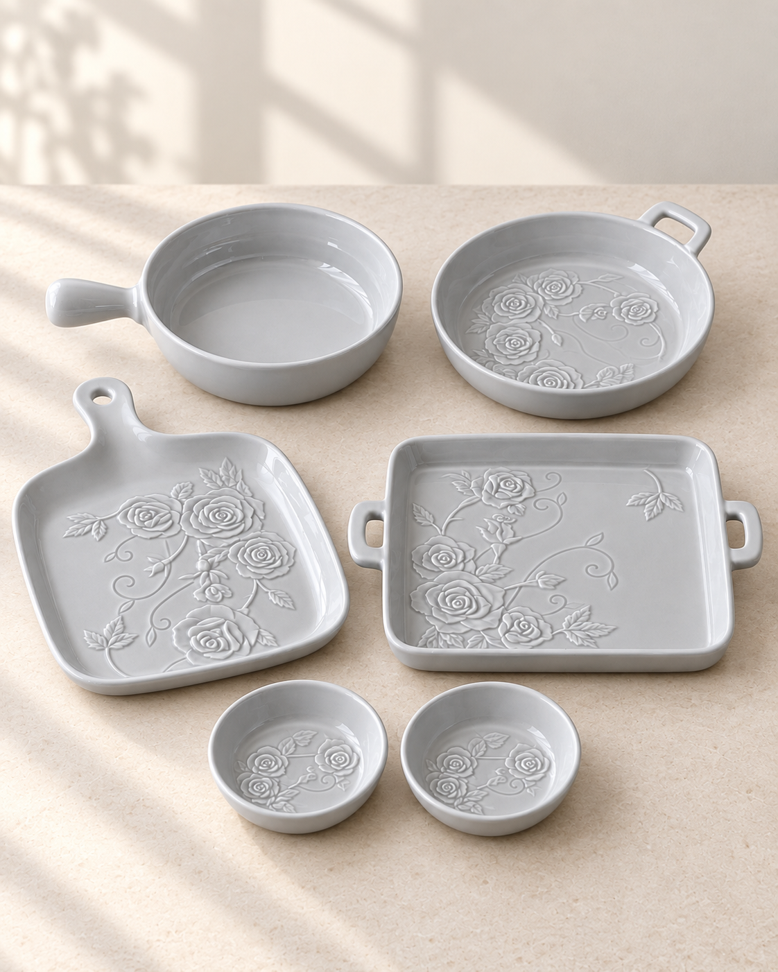Vigneto V Serving Set 6 Pcs Grey | Premium Grey Serving Set