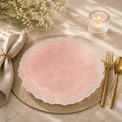 Devnow Albany Pink 6 Plates | Premium Pink Dinnerware Plate | Elegant Tableware