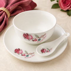 Lemon Tree LT Turin Soup Set 18 Pcs | Elegant Floral Soup & Serving Set