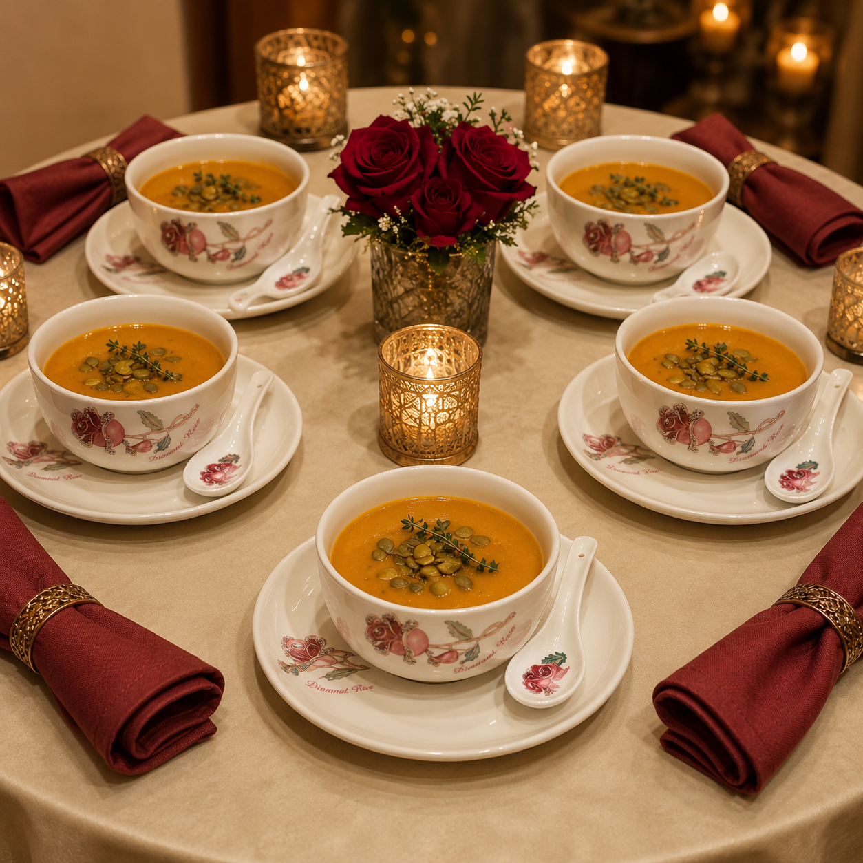 Lemon Tree LT Turin Soup Set 18 Pcs | Elegant Floral Soup & Serving Set
