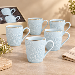 Vigneto V Grey 6 Pcs Mugs | Elegant Grey Coffee & Tea Mug Set