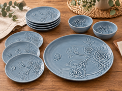 Vigneto V 9pc Snack Set Grey | Premium Grey Snack Serving Set