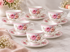 Gupan Cups & Saucers 12 Pcs | Elegant Cup & Saucer Set