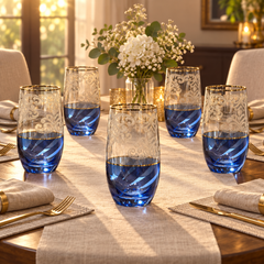 Decor Cam Premium 1 Large Glass – Elegant Blue Decorative Drinking Glass
