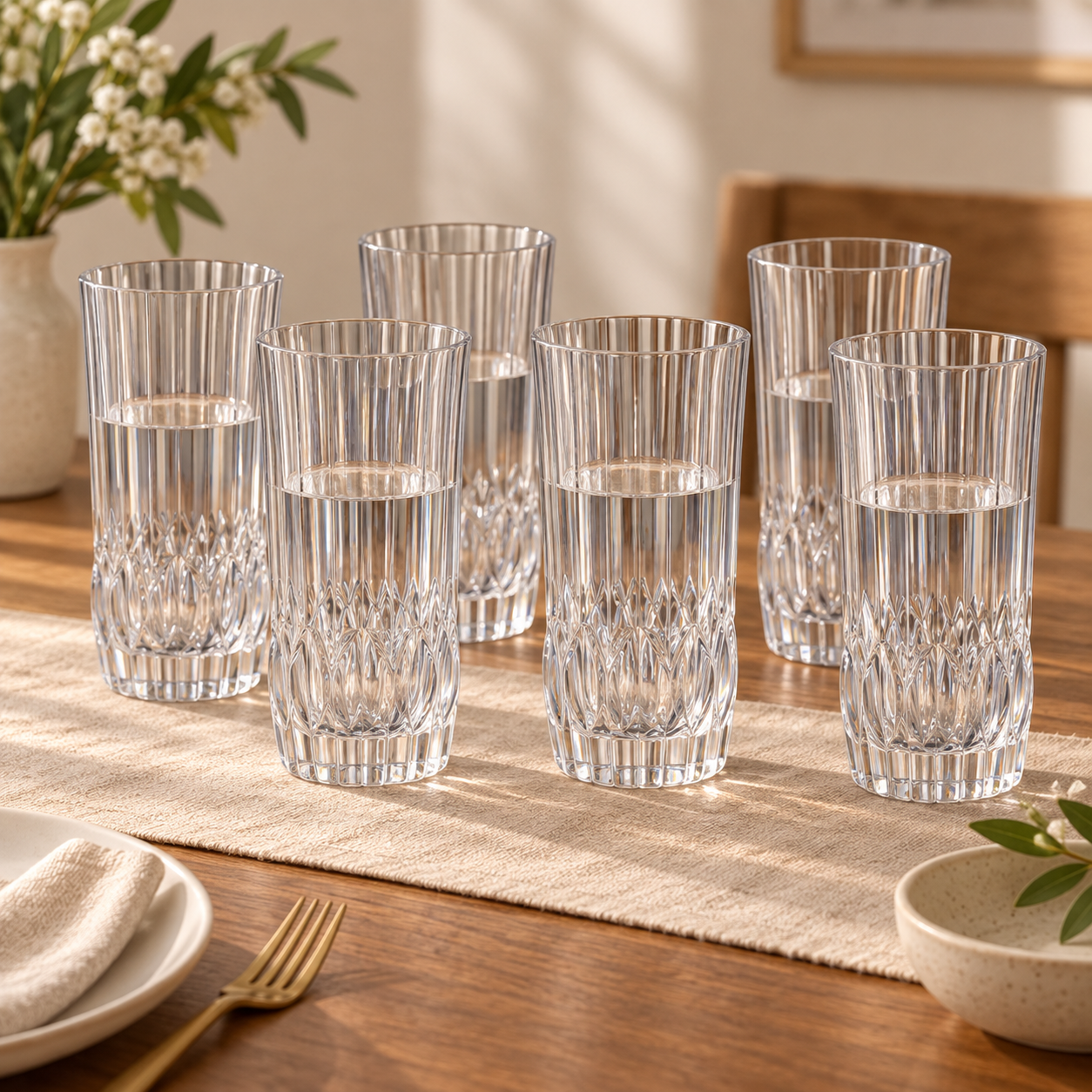 Dublin Santorini 355 Drinking 6 Glasses | Premium Textured Beverage Glass | Elegant Serveware