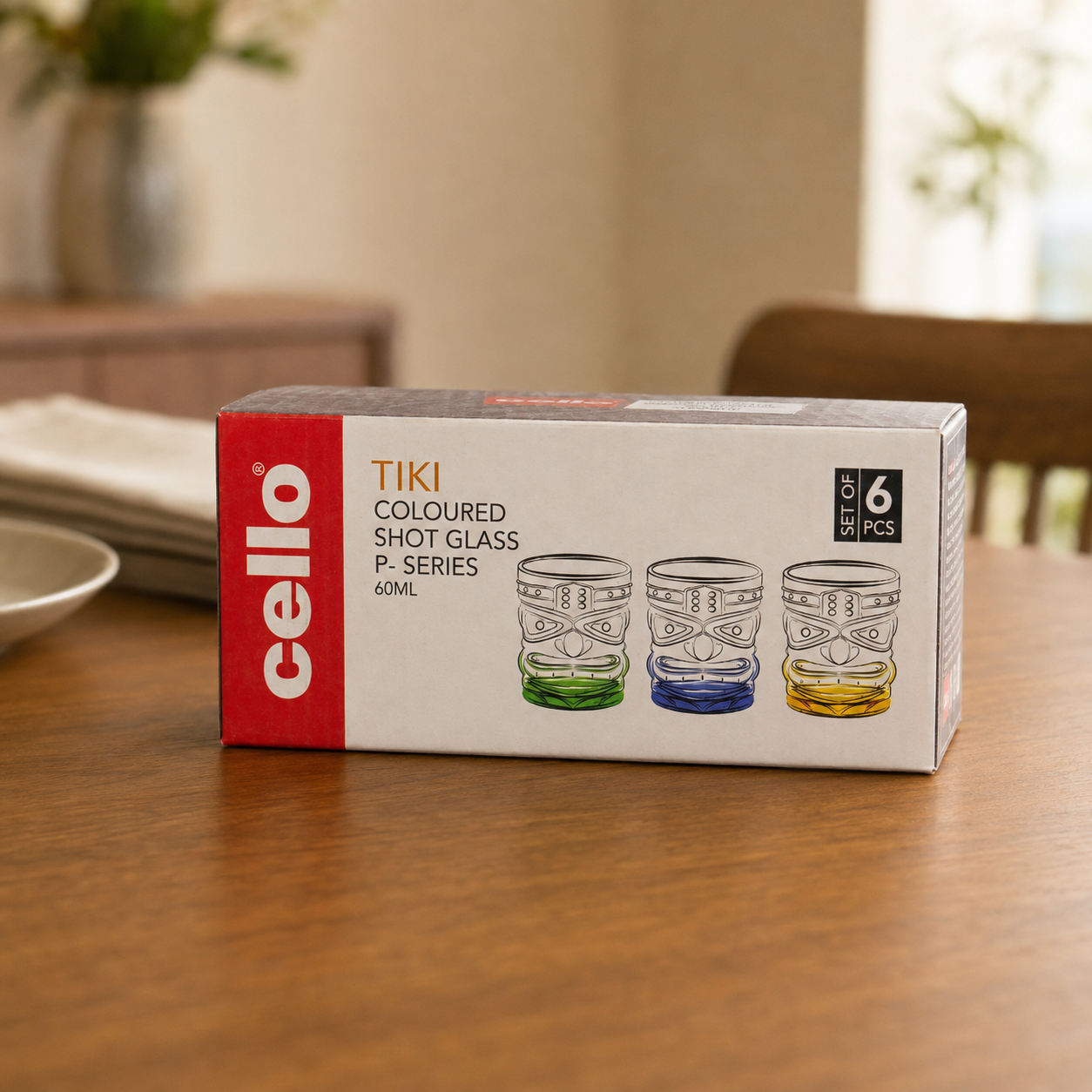 Cello Tiki Mix Colored 6 Shot Glasses 30ml | Premium Shot Glass for Serving Drinks