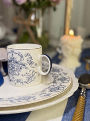 Devnow Elegant Classic Blue & White Floral Ceramic Tea Coffee Mug Set of 5 | Premium Cups & Mugs