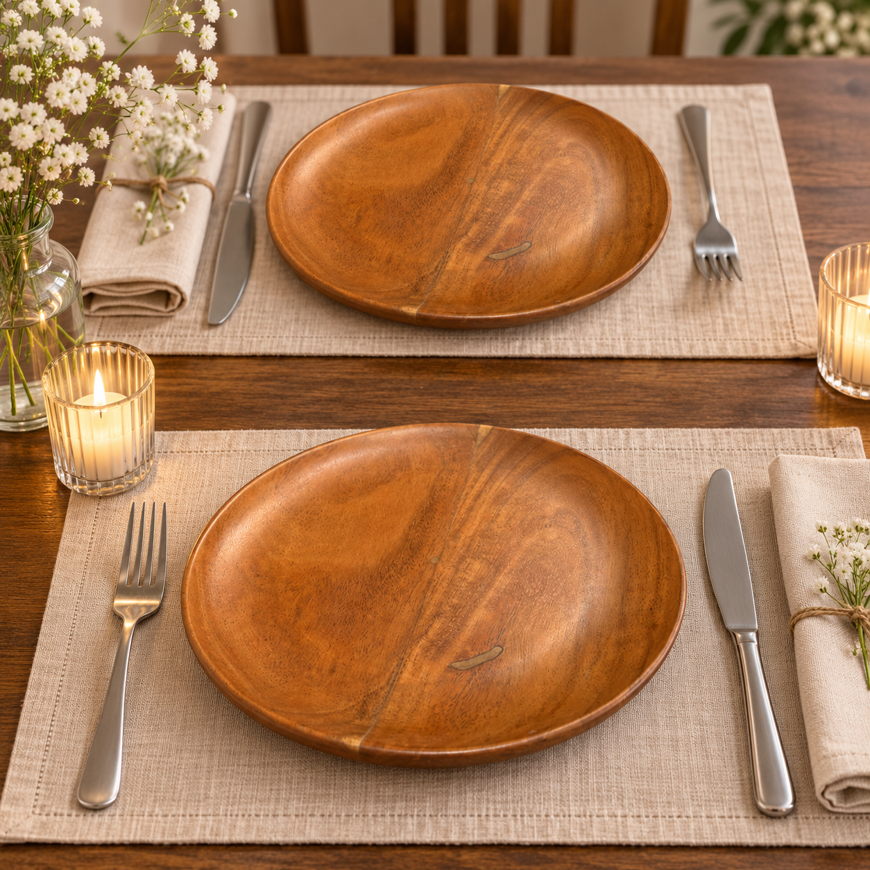 Furniv Wooden Plate 8 Inch | Stylish Wooden Serving Plate